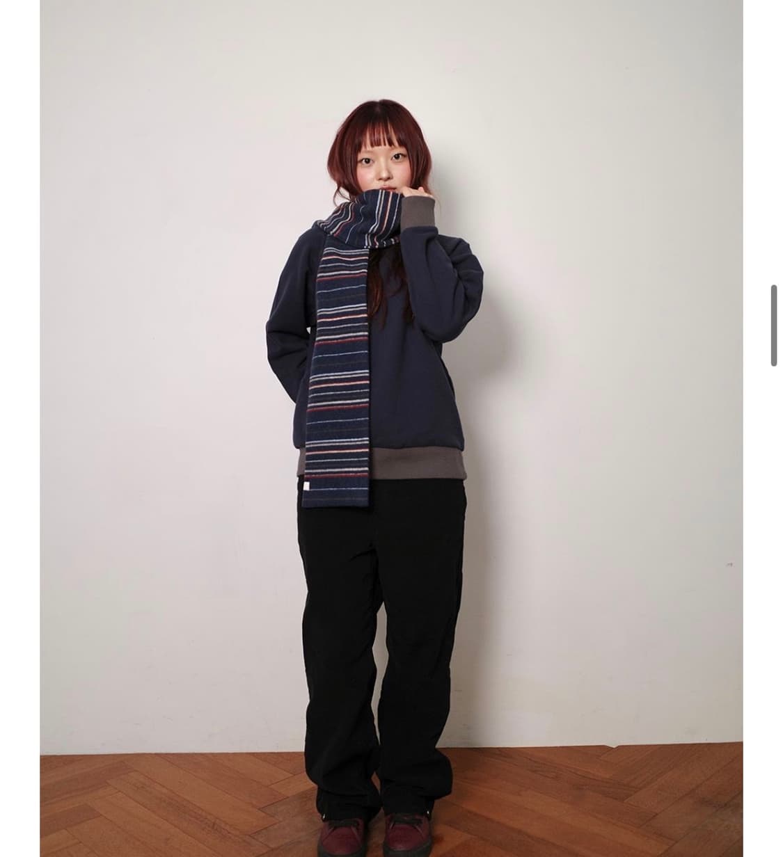 키마우라 머플러 네이비 멀티 스트라이프 상품이미지3