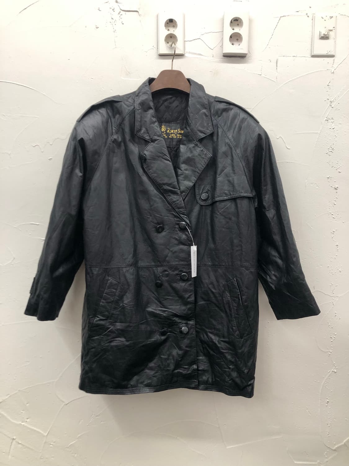 더블 브레스티드 소가죽 코트 상품이미지1