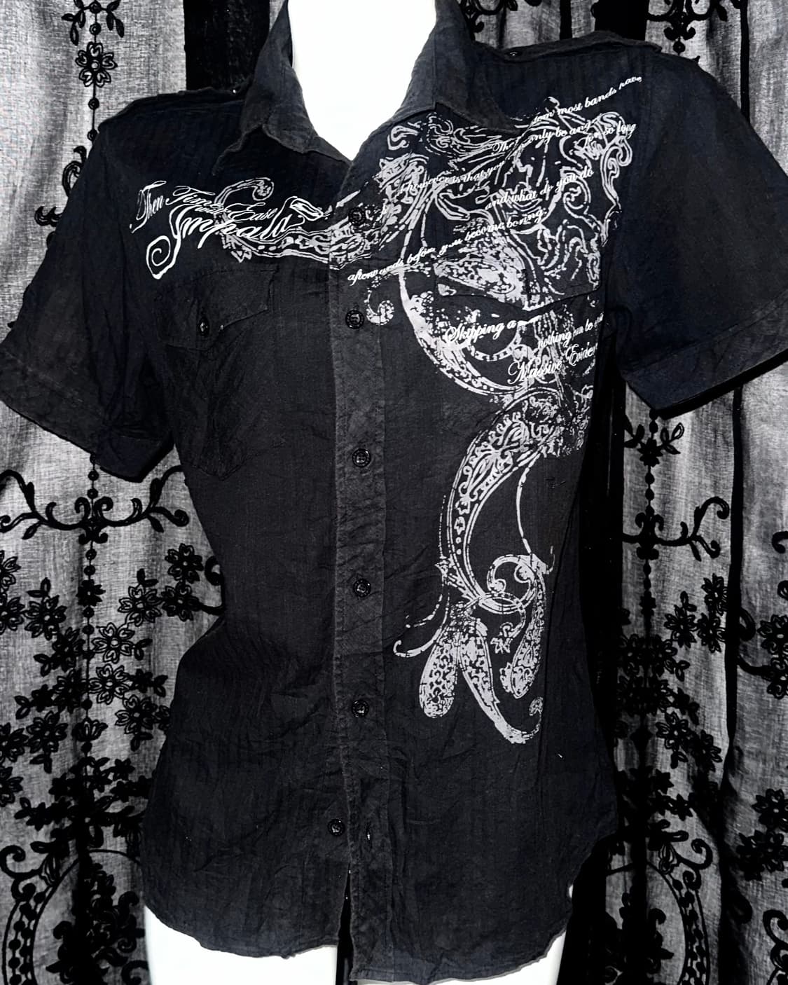 black gothic graphic short sleeve shirt 상품이미지2