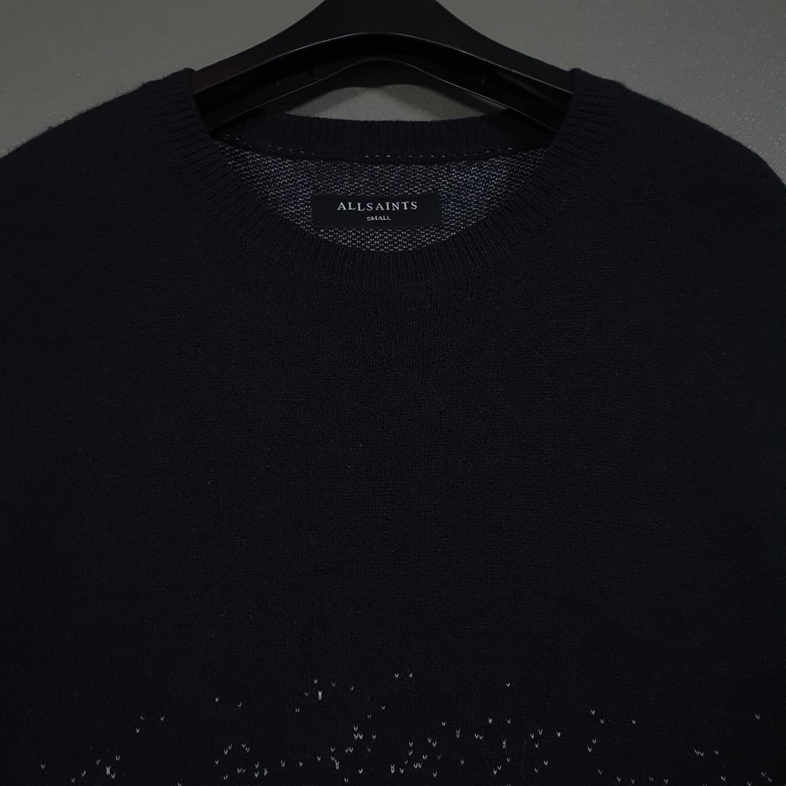 실측 M) 올세인츠 코르탄 크루 그라데이션 배색 울 모 니트 스웨터 블랙 상품이미지3