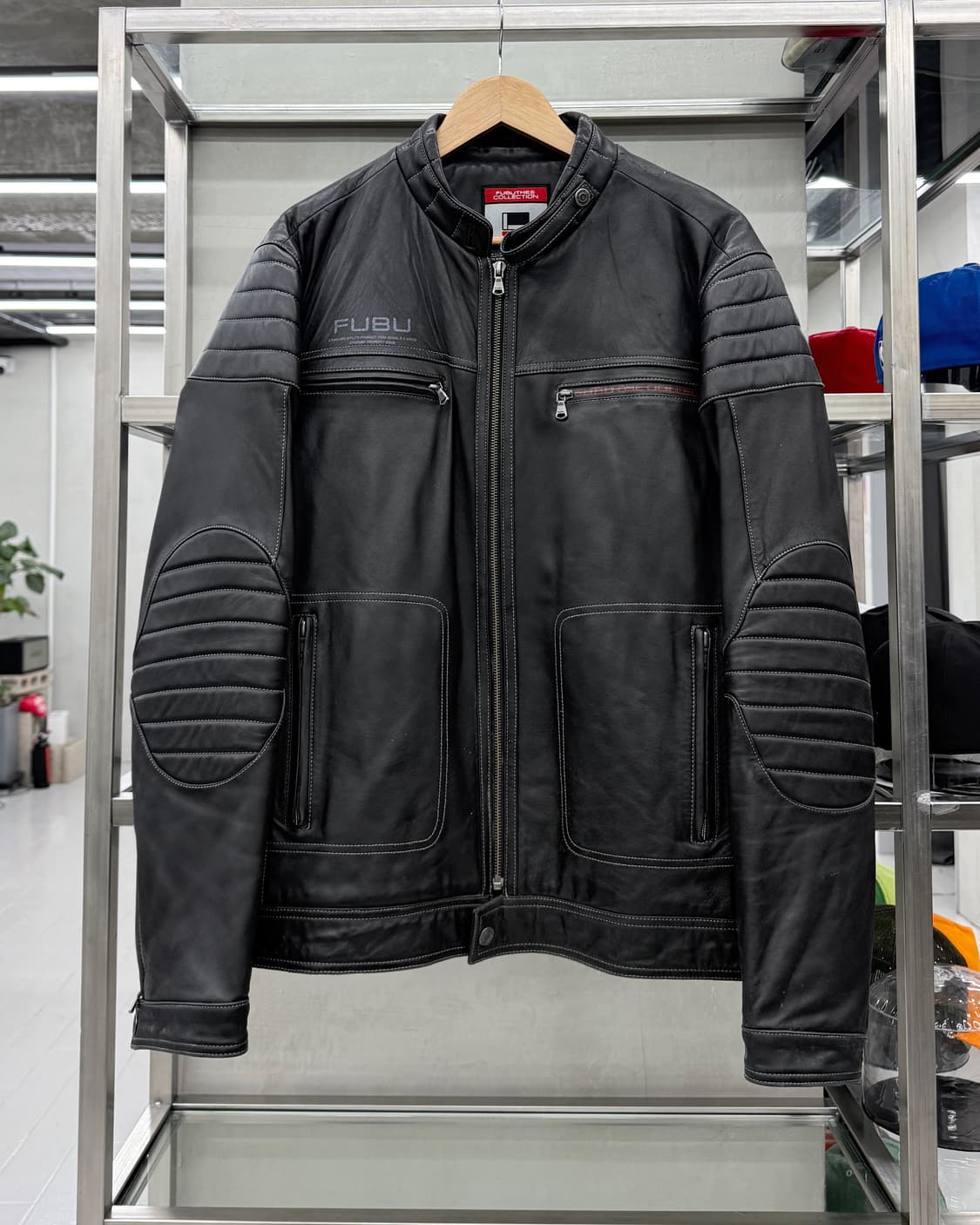 Fubu 00s 리얼 레더 램스킨 바이커 자켓 블랙 상품이미지1