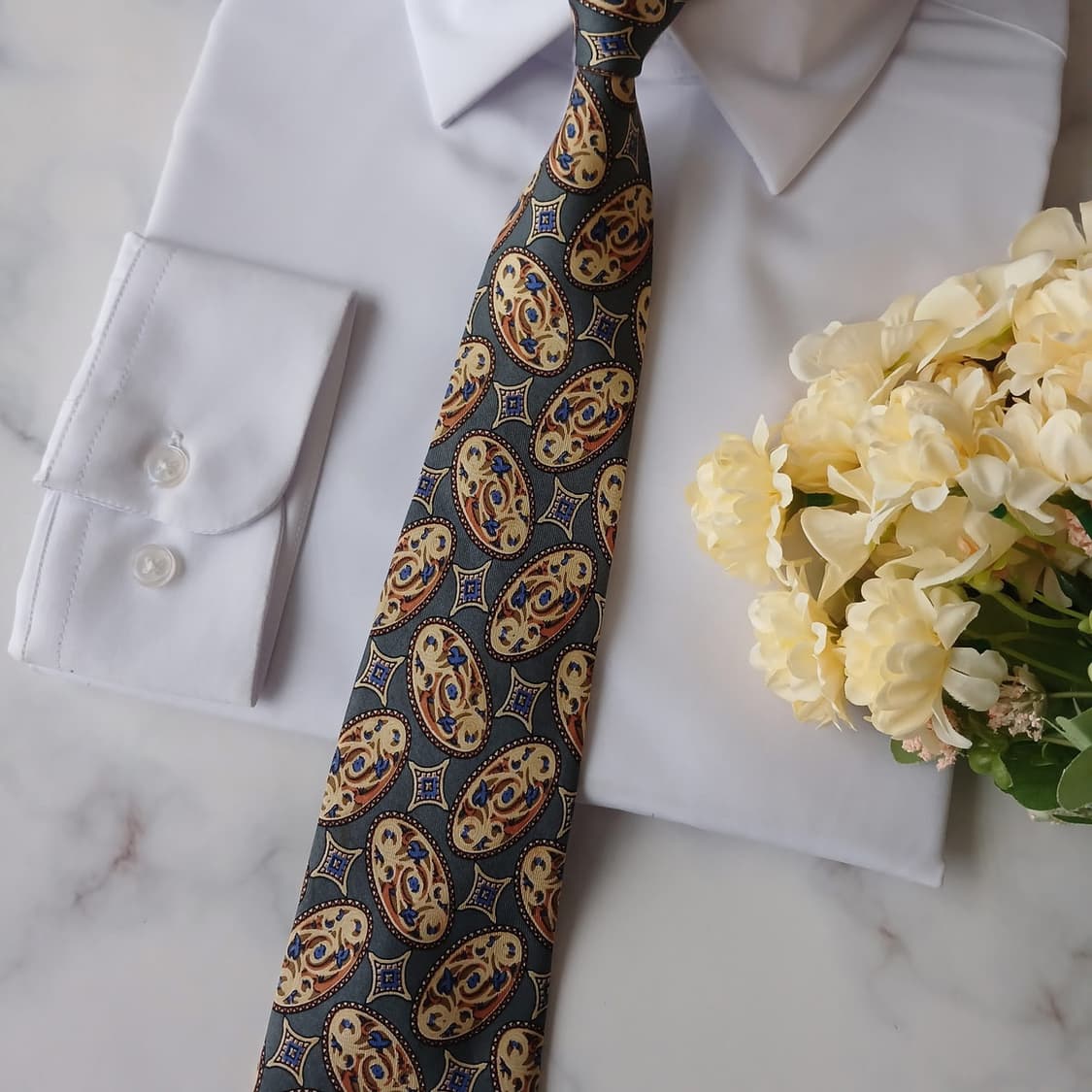 트루사르디 실크 페이즐리 오브제 넥타이 9.7cm A등급 A19128 상품이미지5