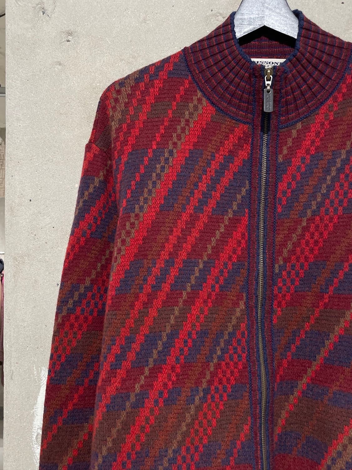 미쏘니 스포츠 레드 캐스케이드 니트 집업 자켓 상품이미지2