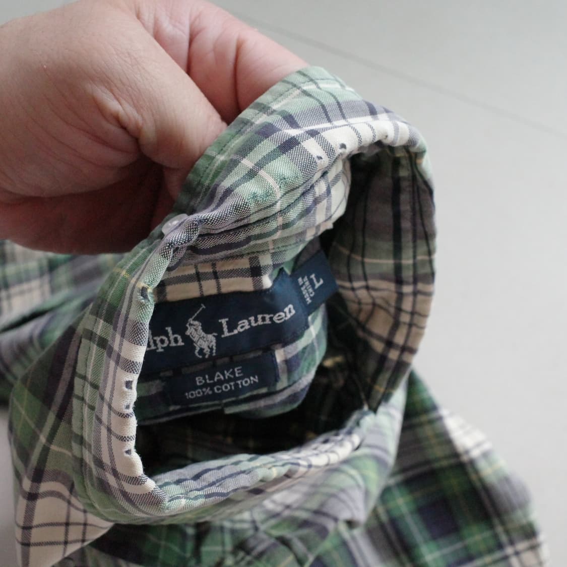 90s 폴로 랄프로렌 블랙와치 체크 버튼다운 옥스포드 셔츠 L 상품이미지10