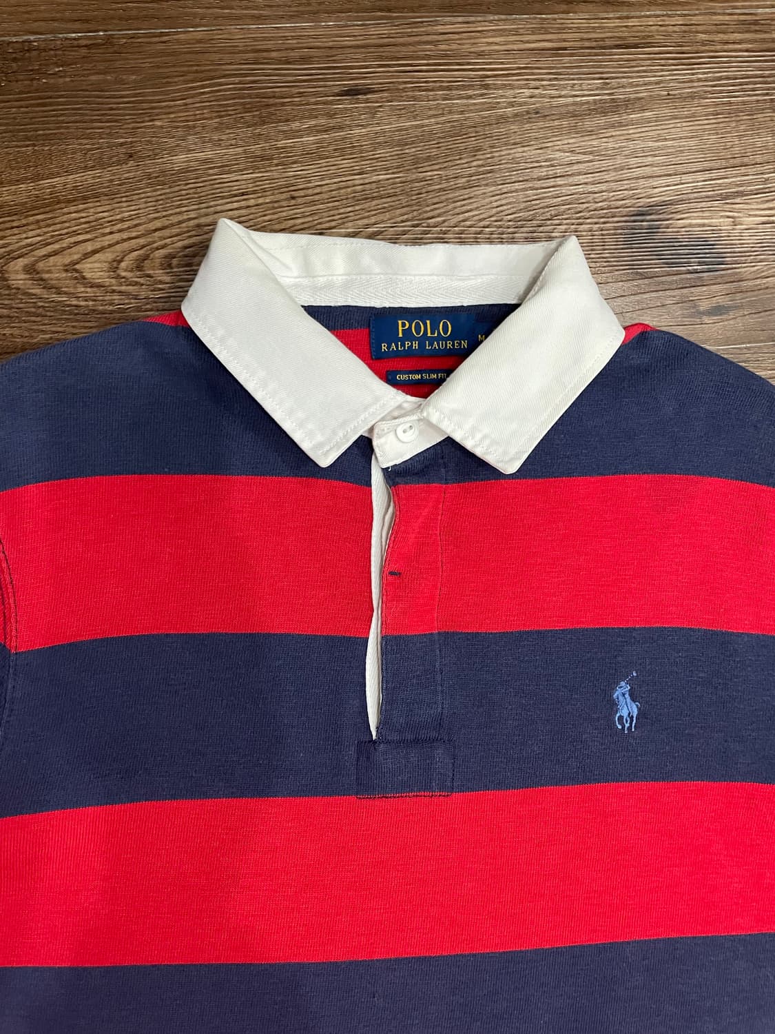 폴로 랄프로렌 스트라이프 럭비티 레드 네이비 상품이미지2