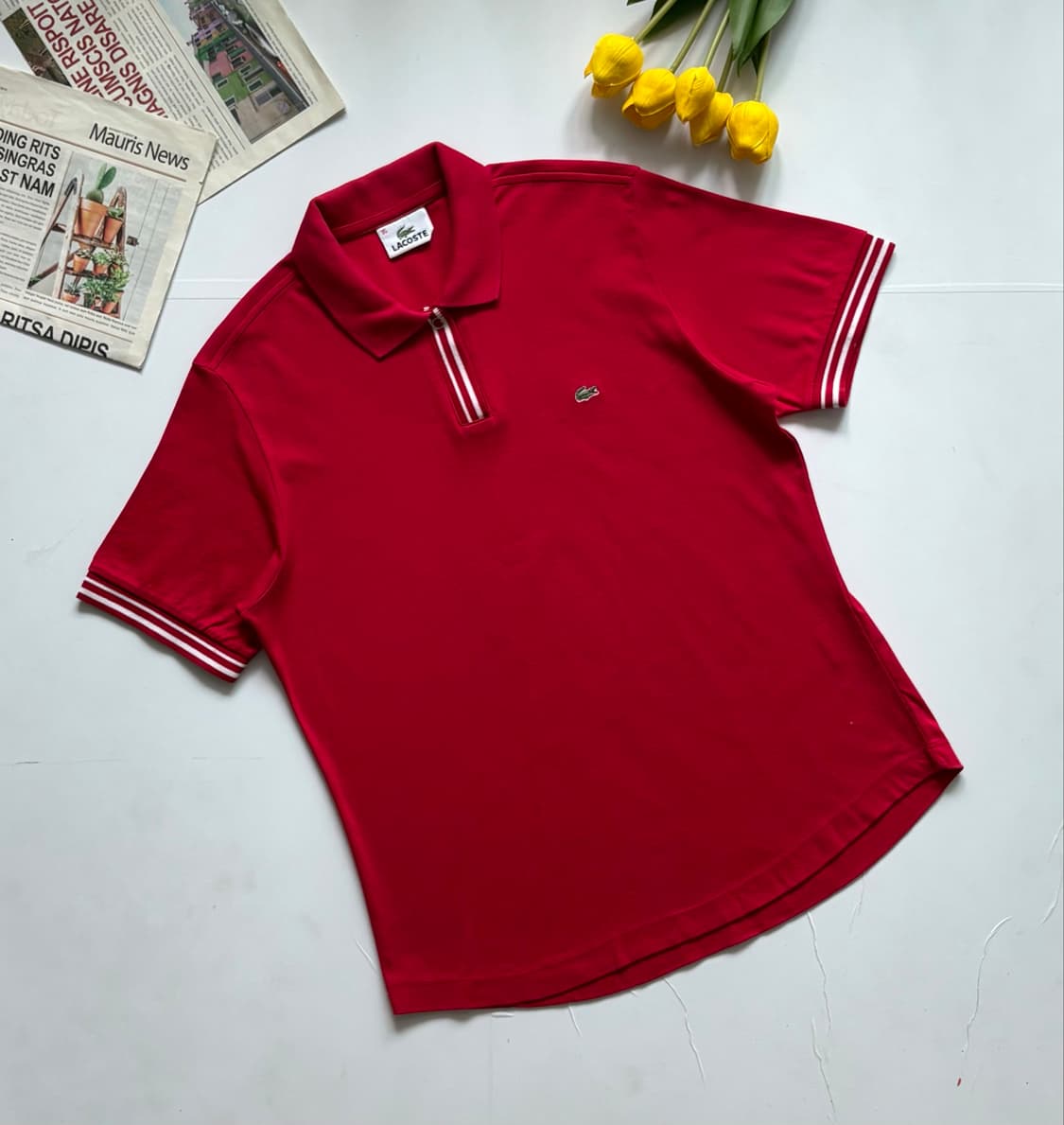 Lacoste 라코스테 피마코튼 레드 반팔티 상품이미지1