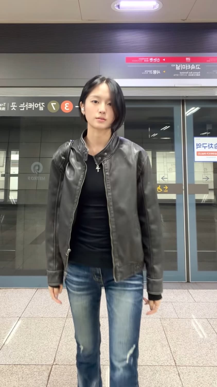 (유일매물) 헬레네 파리스 워시드 레더 블루종 자켓 상품이미지7
