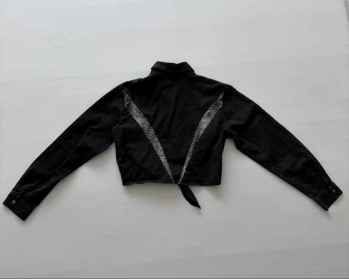 vintage banjo 호피 블랙 크롭 셔츠 상품이미지3