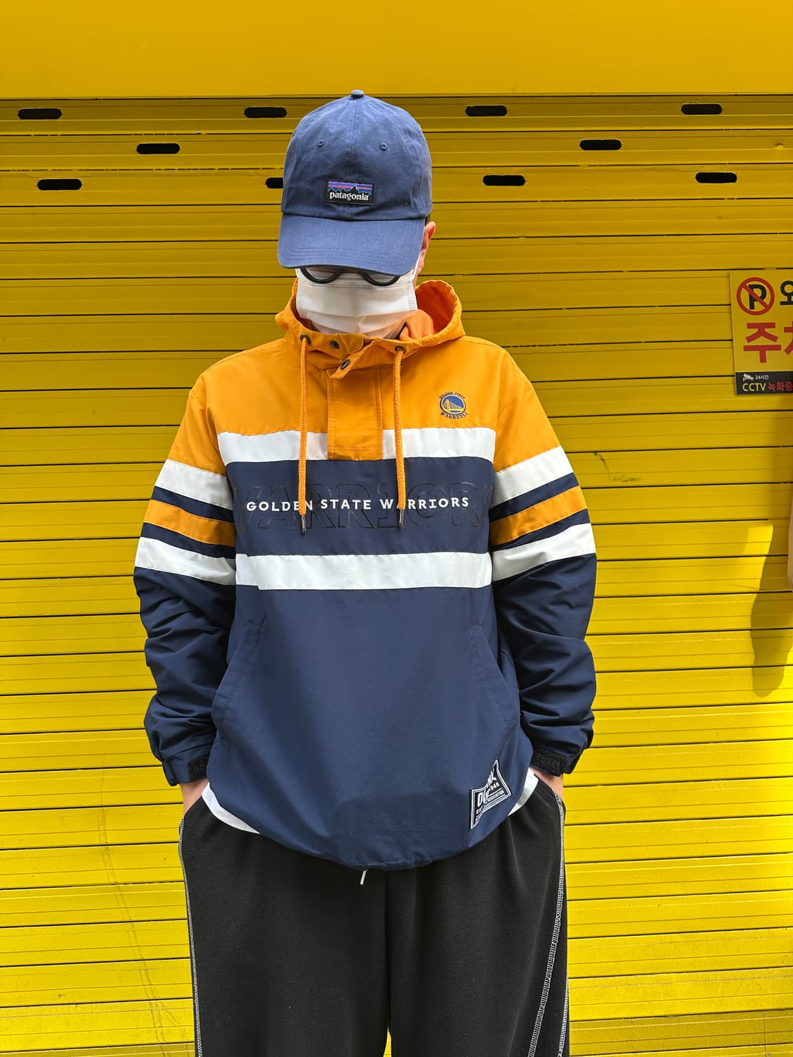 NBA 골든스테이트 워리어스 팀컬러 블록 후드 아노락 바람막이 M 상품이미지4