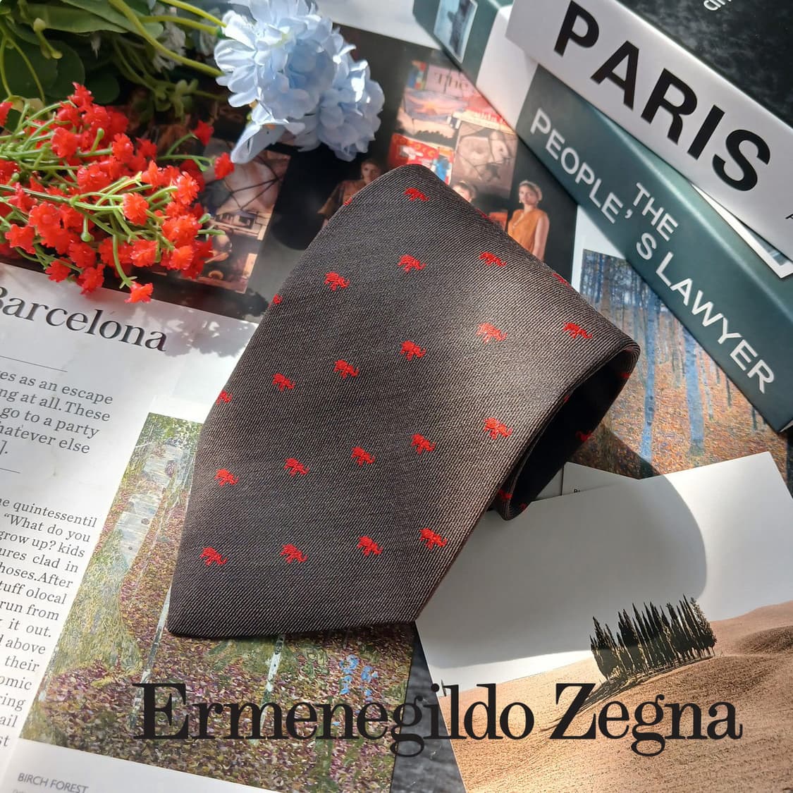 에르메네질도 제냐 브라운 코끼리 자카드 넥타이 9cm A+등급 E893
 상품이미지2