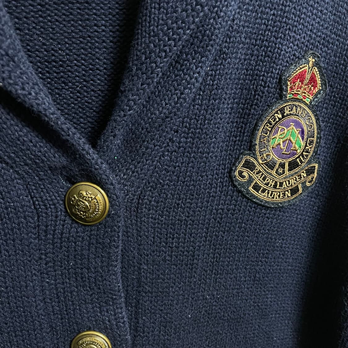 [M] 랄프로렌 빈티지 그린라벨 숄카라 가디건 네이비 상품이미지3
