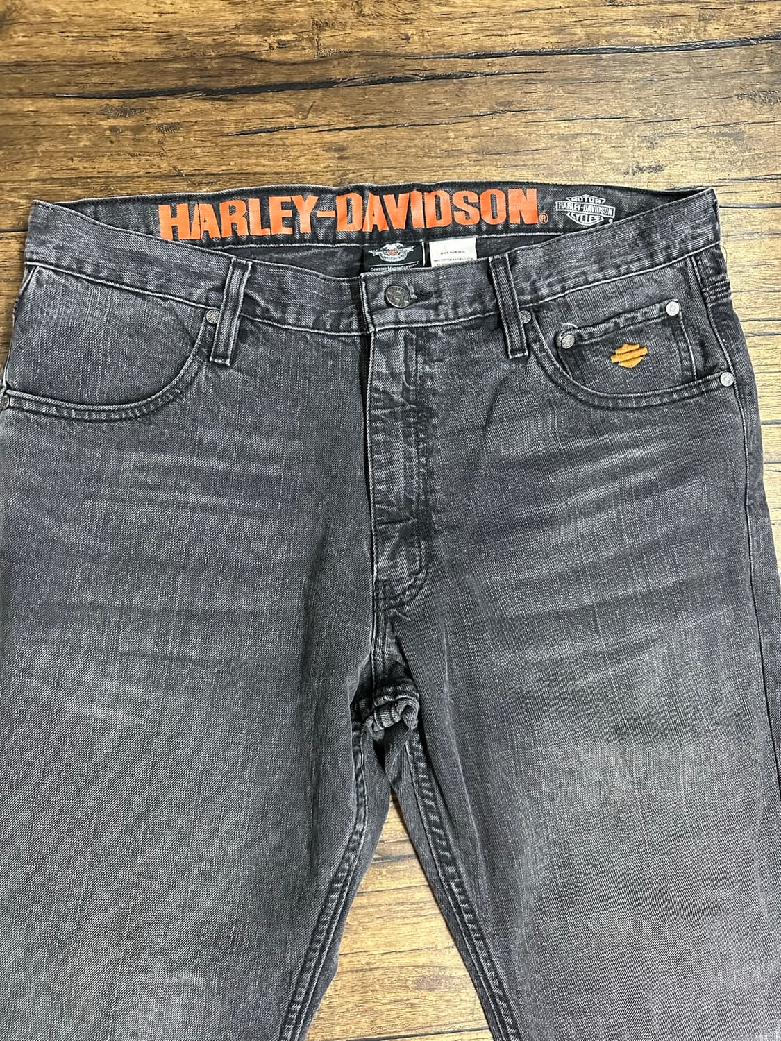 할리데이비슨(HARLEY-DAVIDSON) 빅로고 블랙 워시드 데님 팬츠 상품이미지1