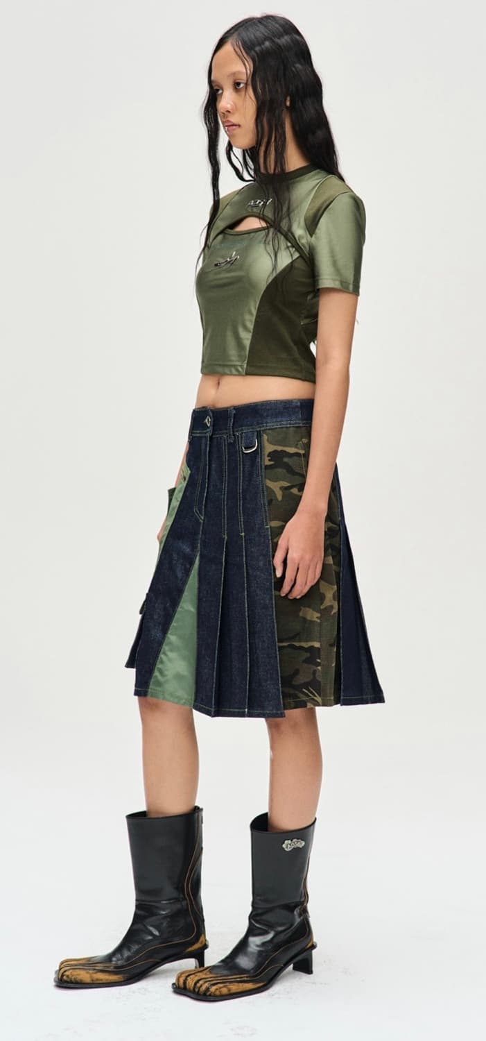 Andersson Bell Denim Nylon Mixed Skirt 상품이미지2