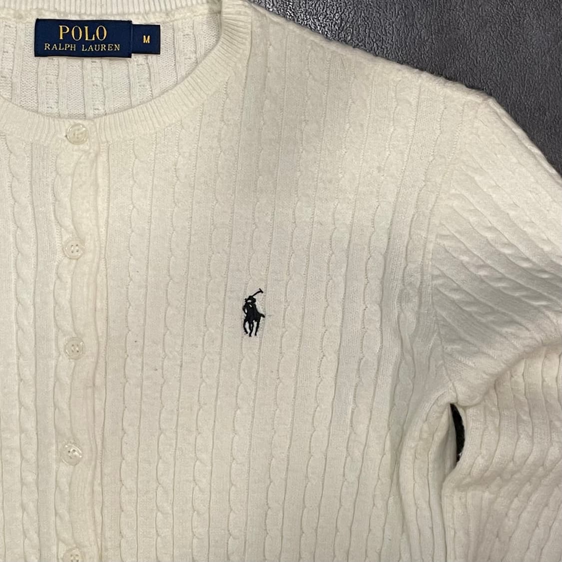 [IM] polo 폴로랄프로렌 꽈배기 화이트 가디건 니트 상품이미지3