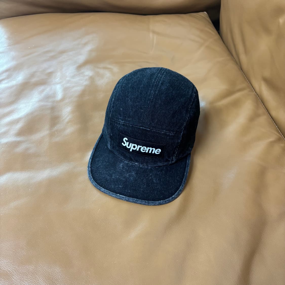 슈프림 캠프캡 모자 박스로고 데님 블랙 상품이미지1