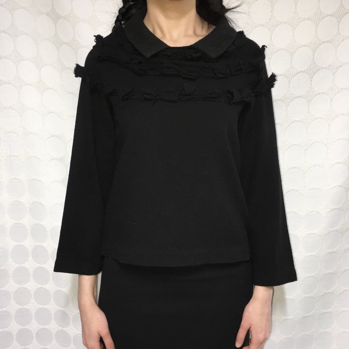 꼼데가르송 블랙 울 리본 디테일 8부 소매 탑 상품이미지2