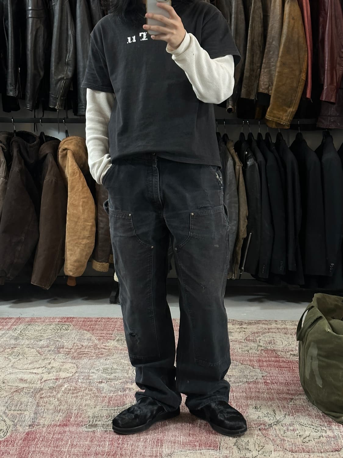 OG 칼하트 B136 더블니 블랙 칼하트 썩블니 워크팬츠 상품이미지2