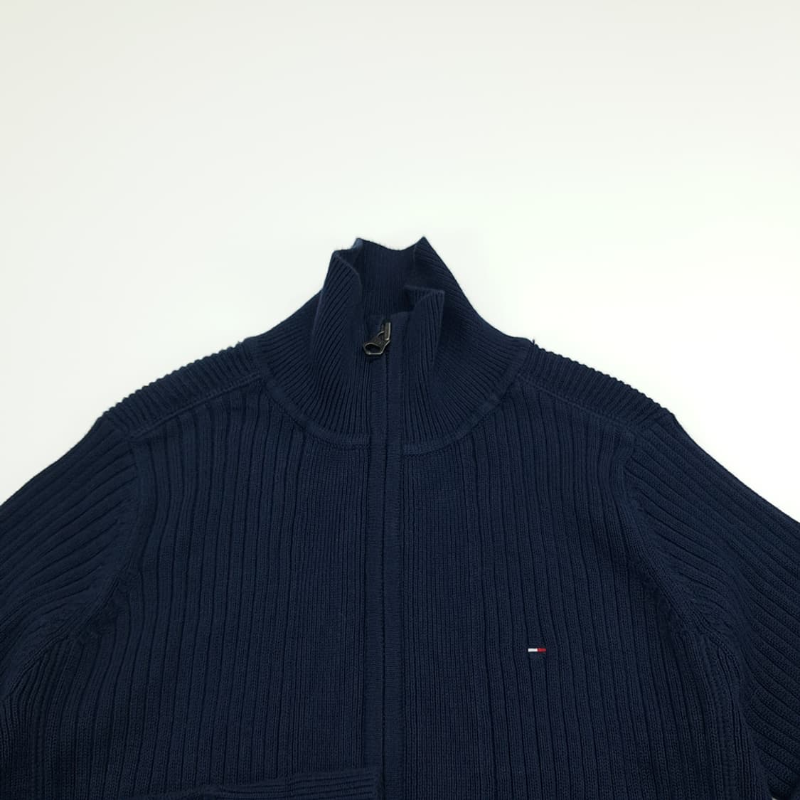 CN949 M 타미힐피거 데님 다크네이비 풀집업 니트 스웨터 상품이미지3