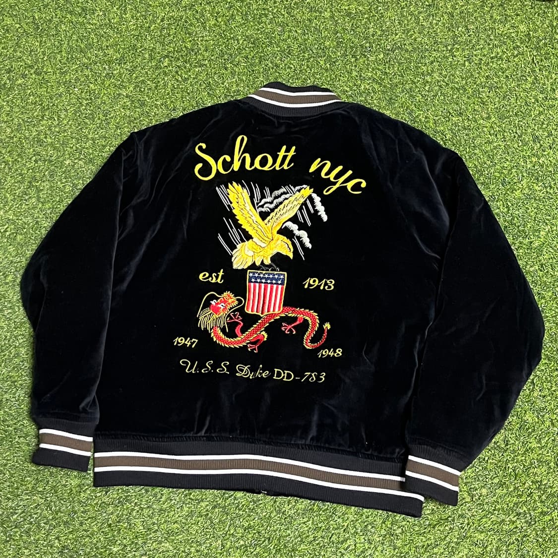 Schott 벨벳 자수 봄버 자켓 상품이미지2
