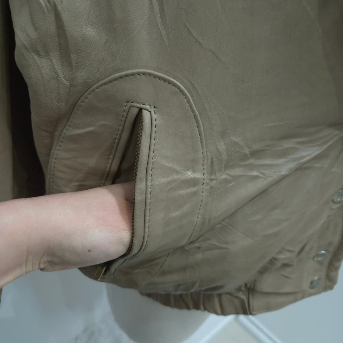 90s 양가죽 오버핏 빈티지 남녀공용 레더 자켓 상품이미지5
