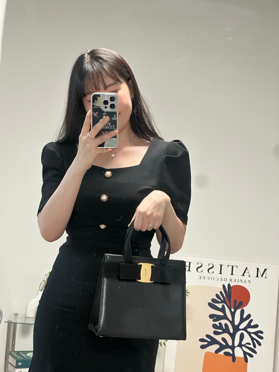 페라가모 블랙 토트백 간치니 리본 바라보우 토트백 상품이미지7