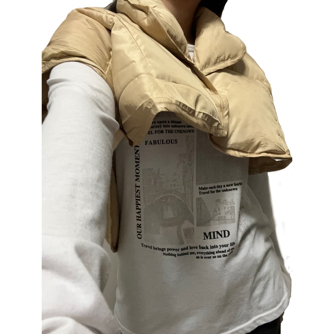 베이지 덕다운 볼레로패딩 상품이미지2