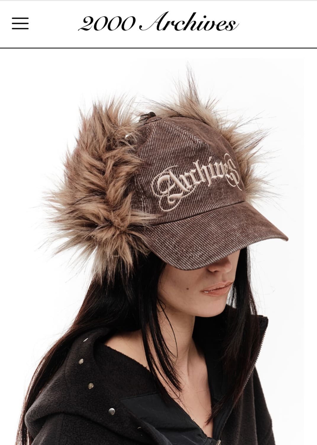 2000아카이브 코듀로이 퍼 이어플랩 캡 브라운 상품이미지1