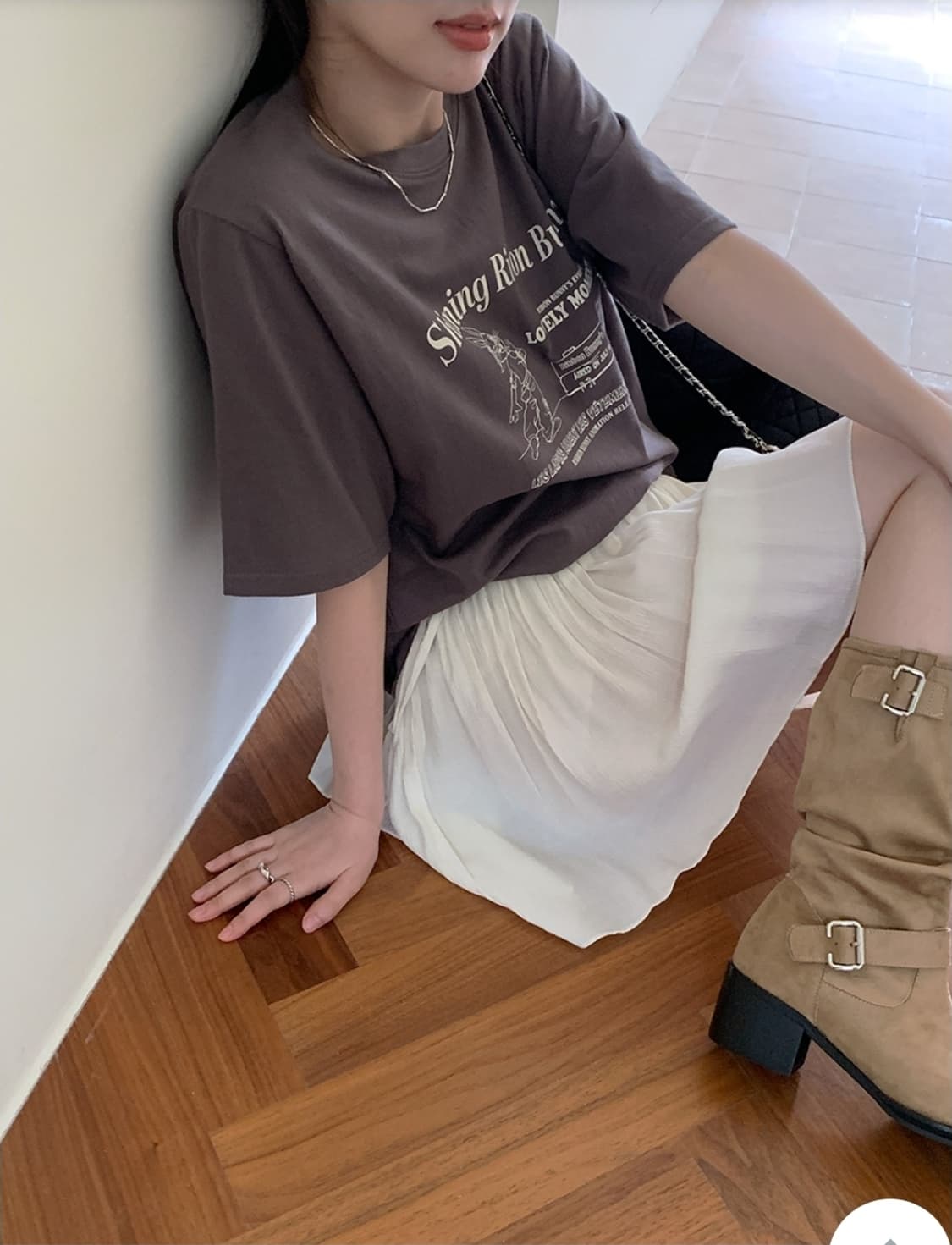 프롬비기닝 버클 셔링 미들 베이지 부츠 상품이미지4