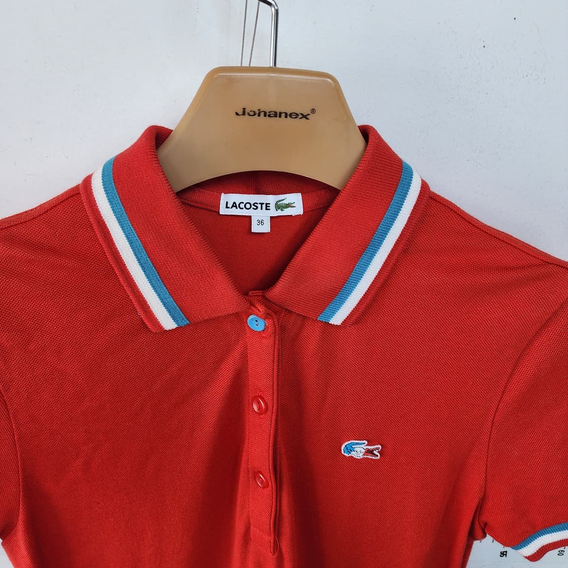 라코스테 레드 피케 플리츠 반팔 원피스 상품이미지2