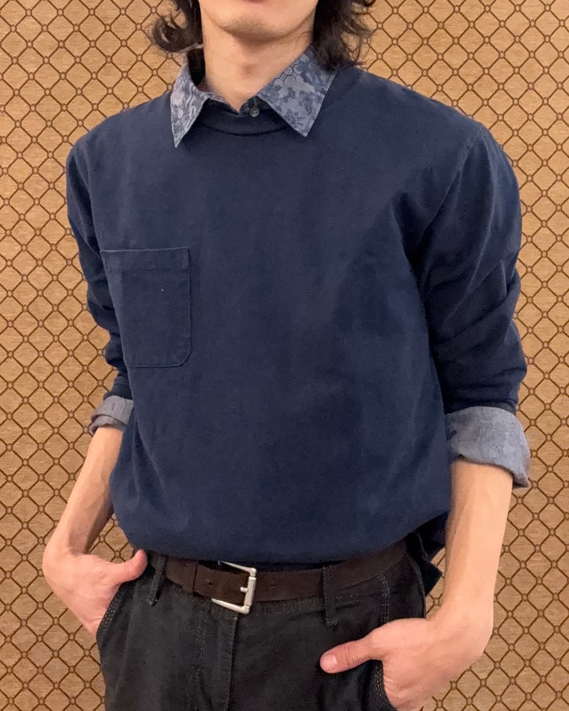 블루 패턴 셔츠 상품이미지5