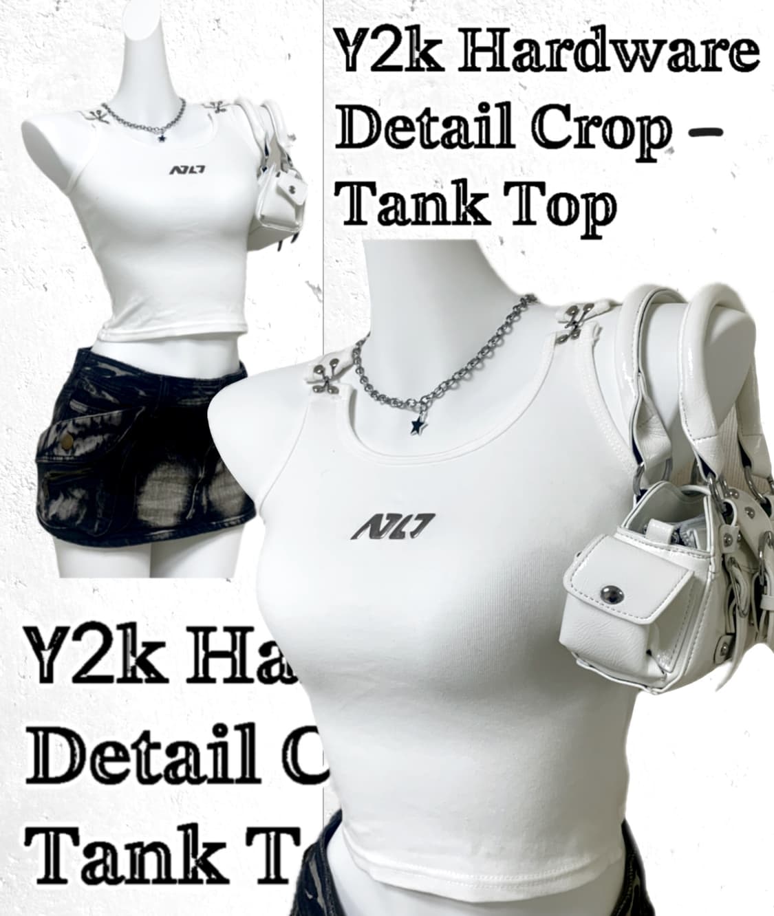 Y2K Hardware Detail Crop Tank Top 상품이미지1
