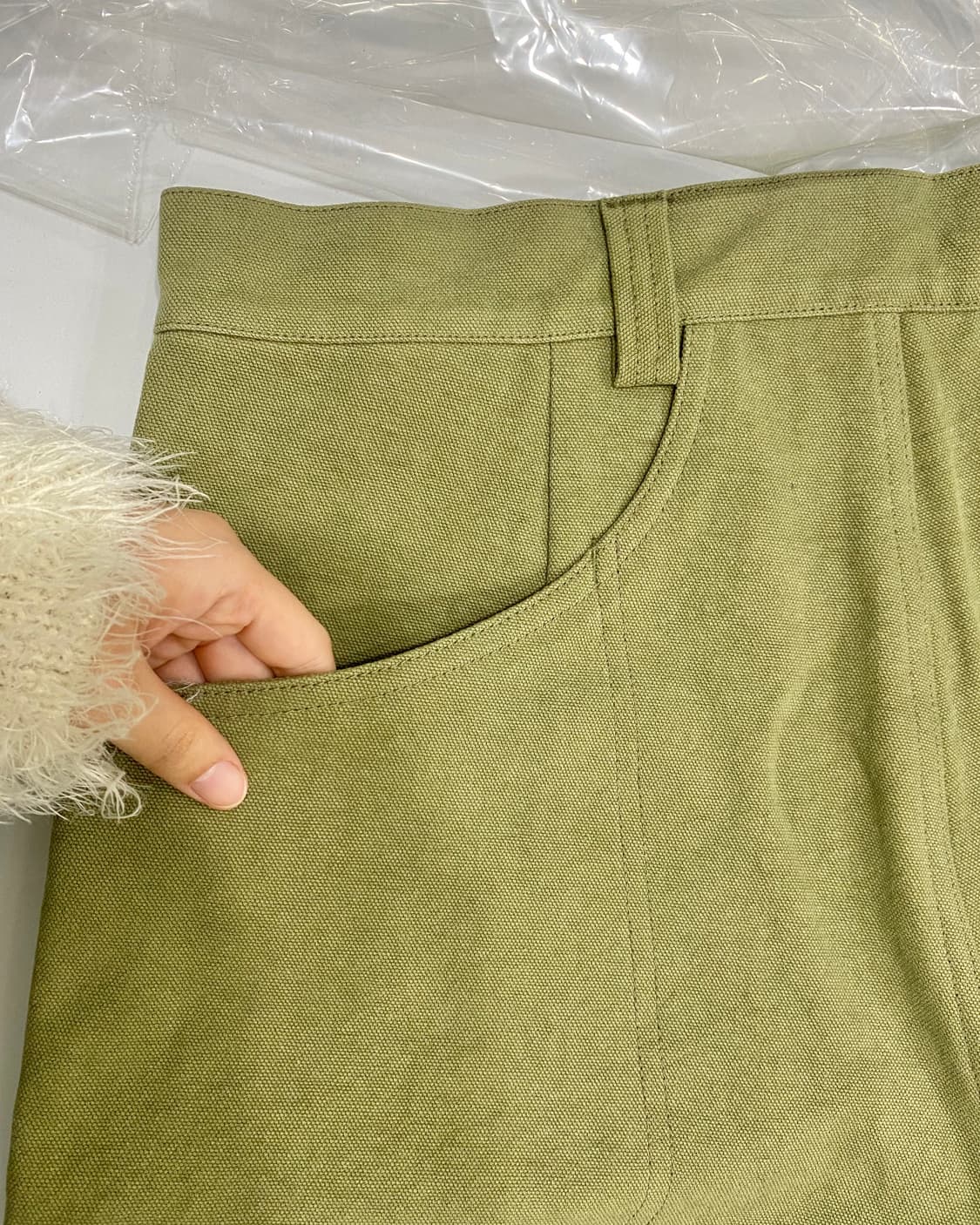 남성) 콜드웜 백포켓 포인트 카키 코튼 팬츠 상품이미지3