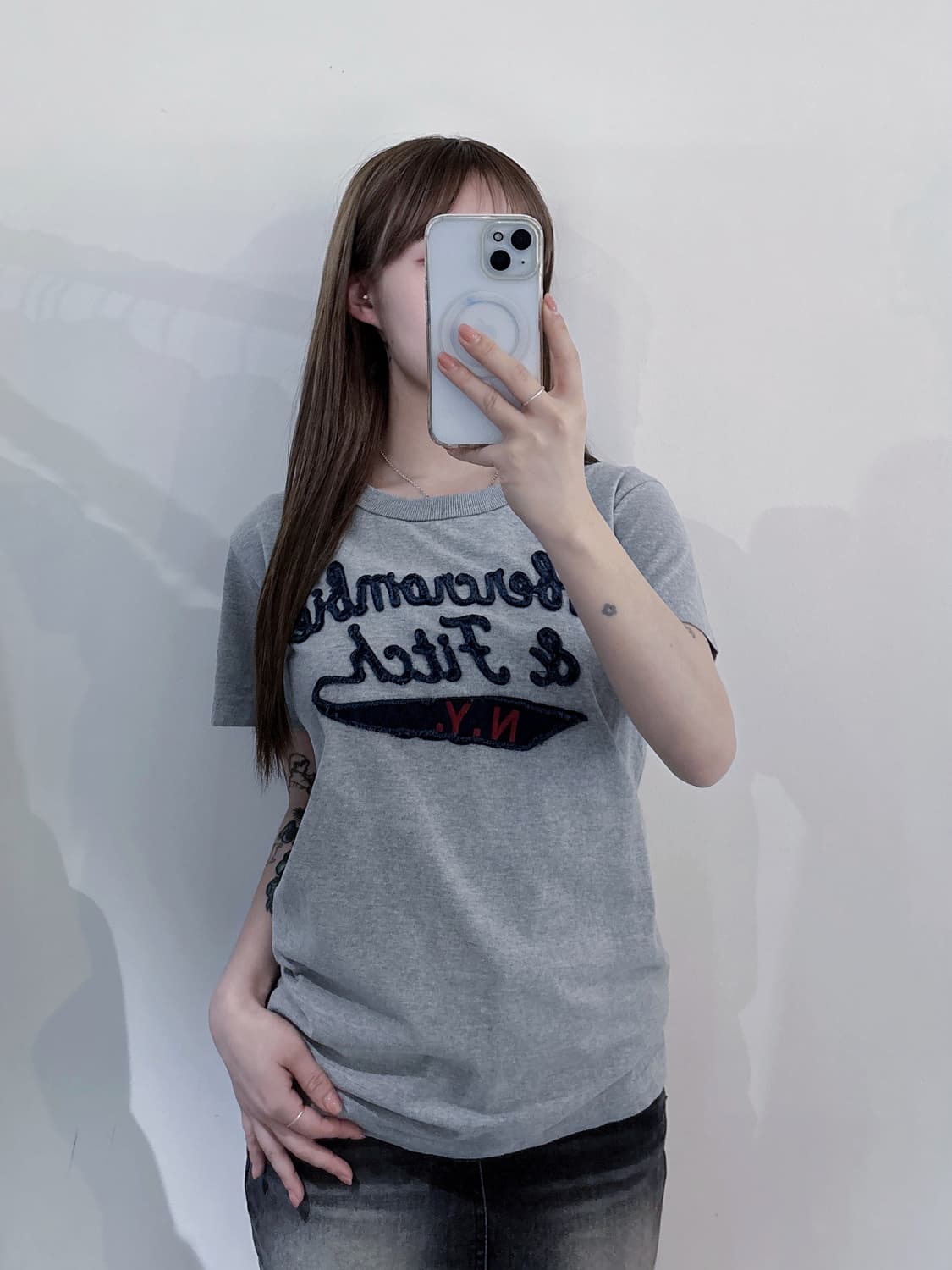 아베크롬비 그레이 빅로고 반팔 상품이미지1