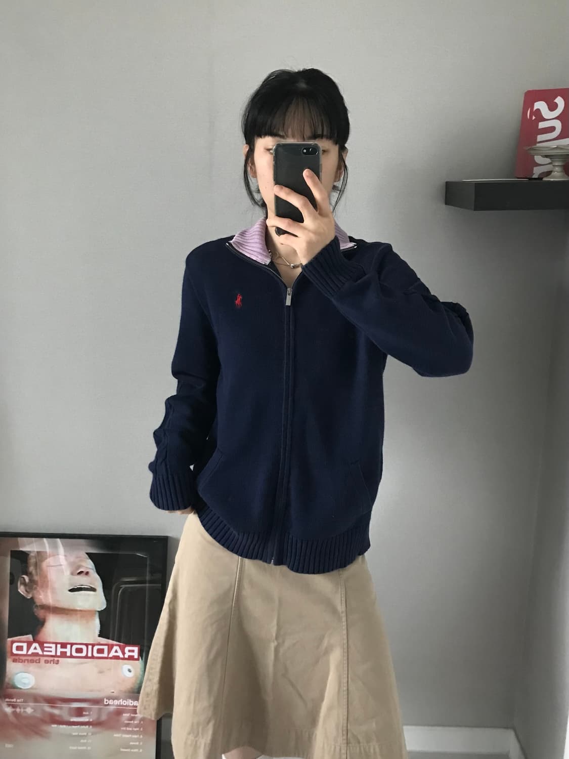 폴로 랄프로렌 포니 로고 네이비 니트 집업 상품이미지4
