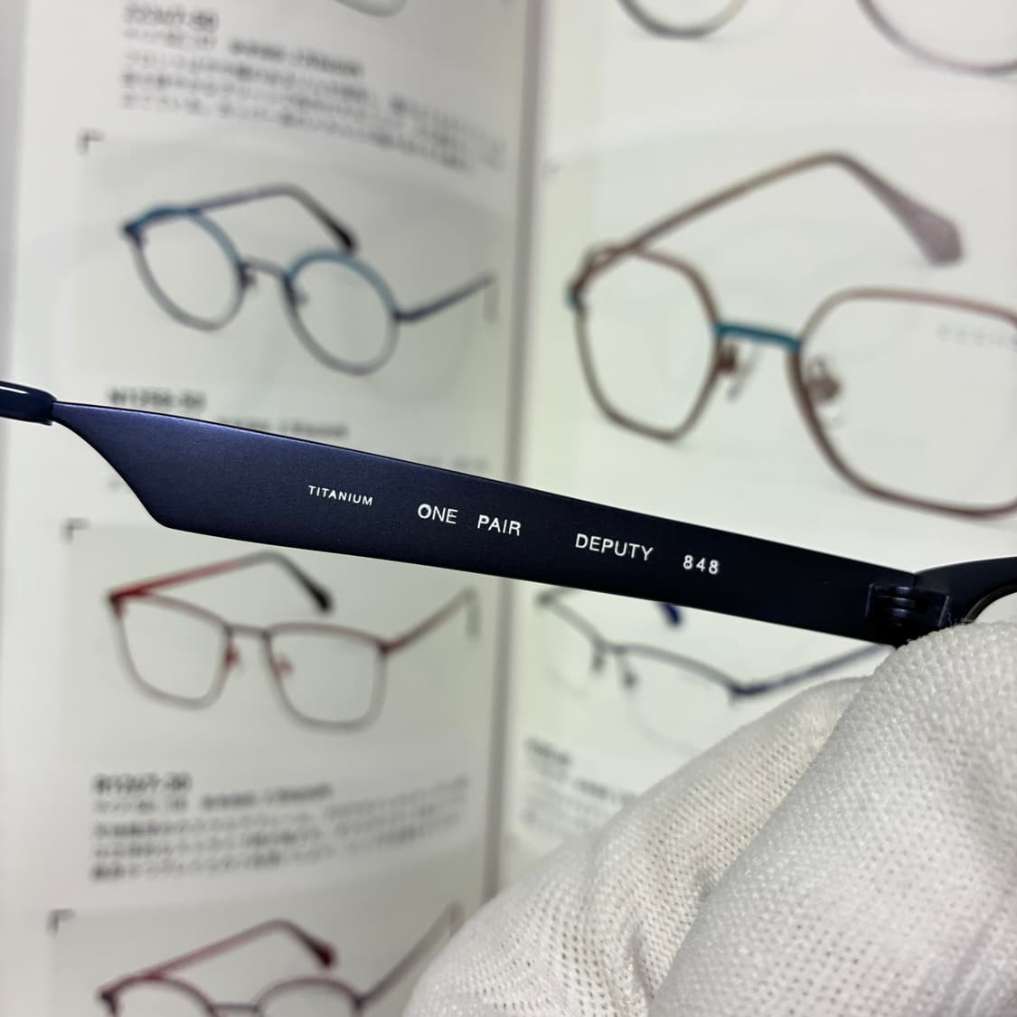 l.a. EYEWORKS 엘에이 아이웍스 네이비 스퀘어 티타늄 안경 상품이미지5
