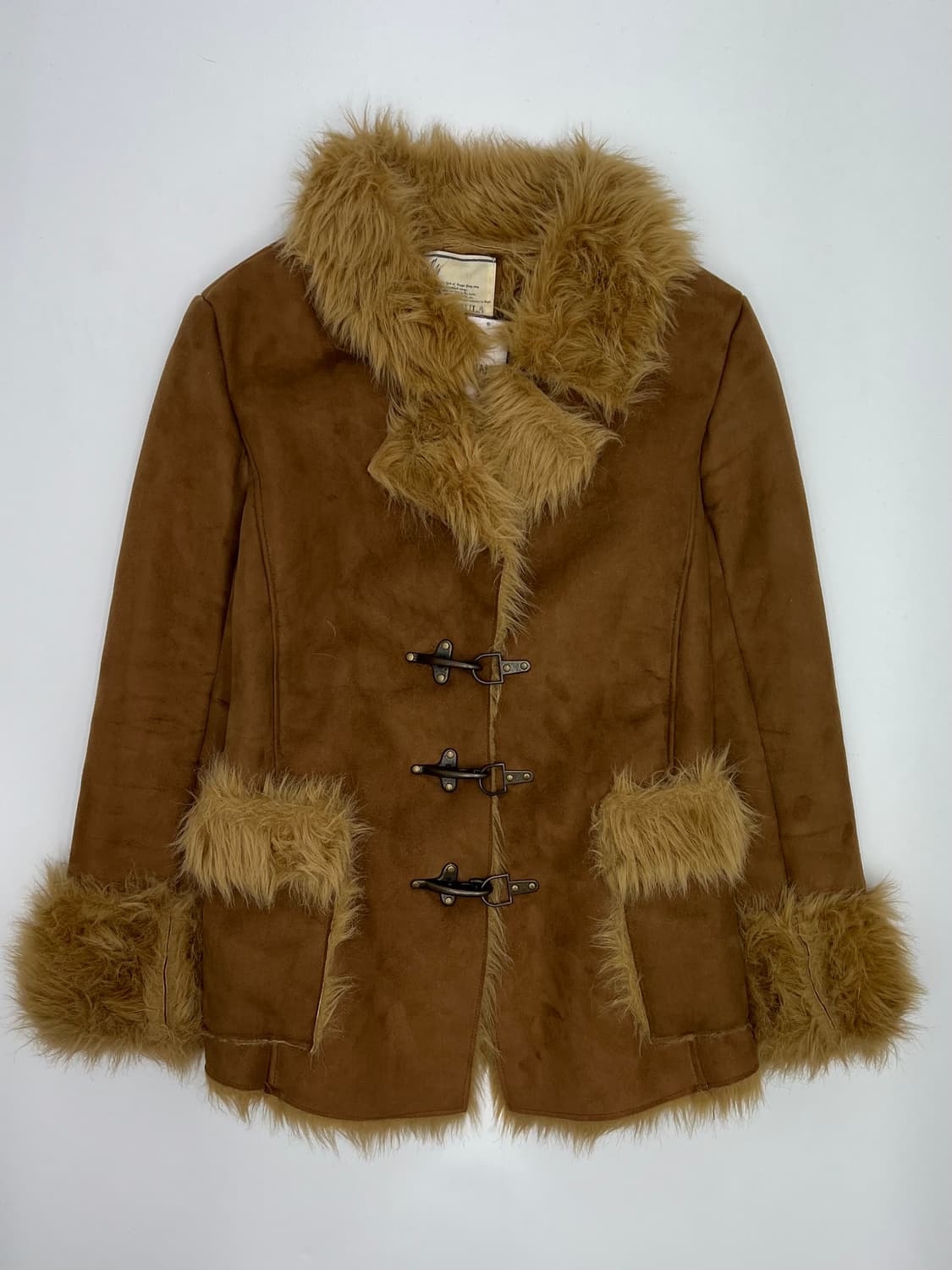 빈티지 카멜 롱 퍼 자켓 상품이미지1