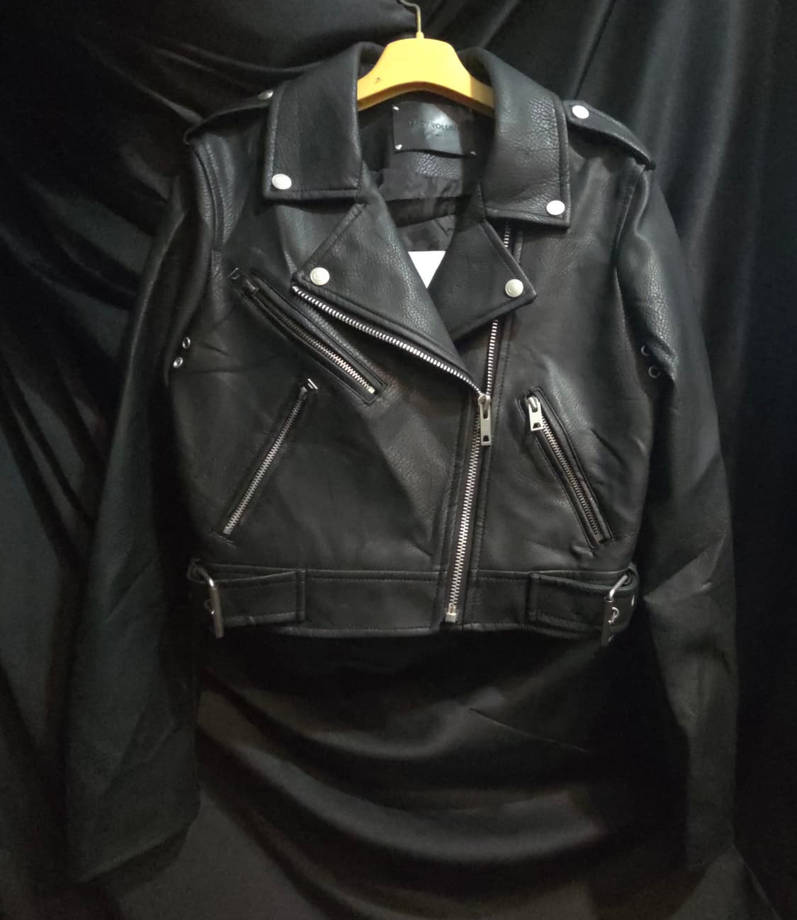 레이디볼륨 레더 라이더 자켓 블랙 상품이미지1