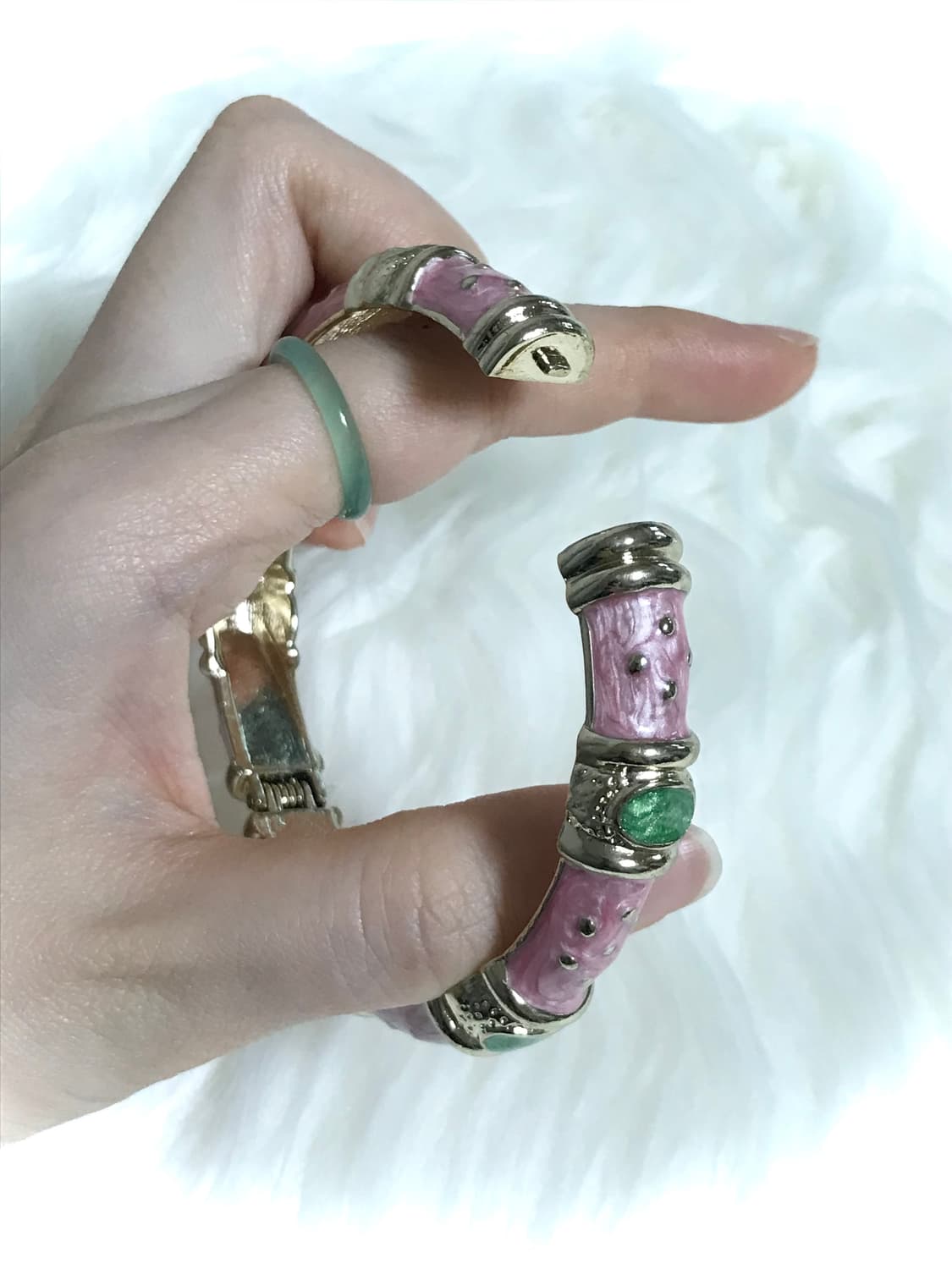 빈티지 핑크 그린 마블링 뱅글 팔찌 상품이미지2