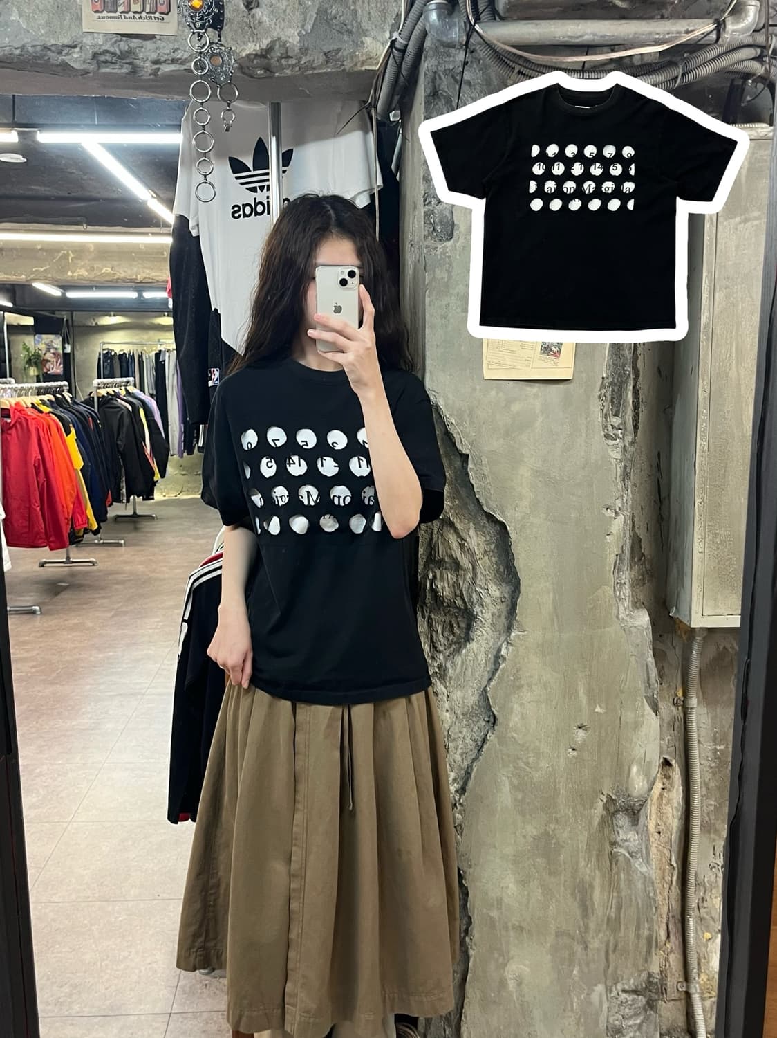 메종 마르지엘라 펀칭 반팔 티셔츠 블랙 46 #csz2033 상품이미지1