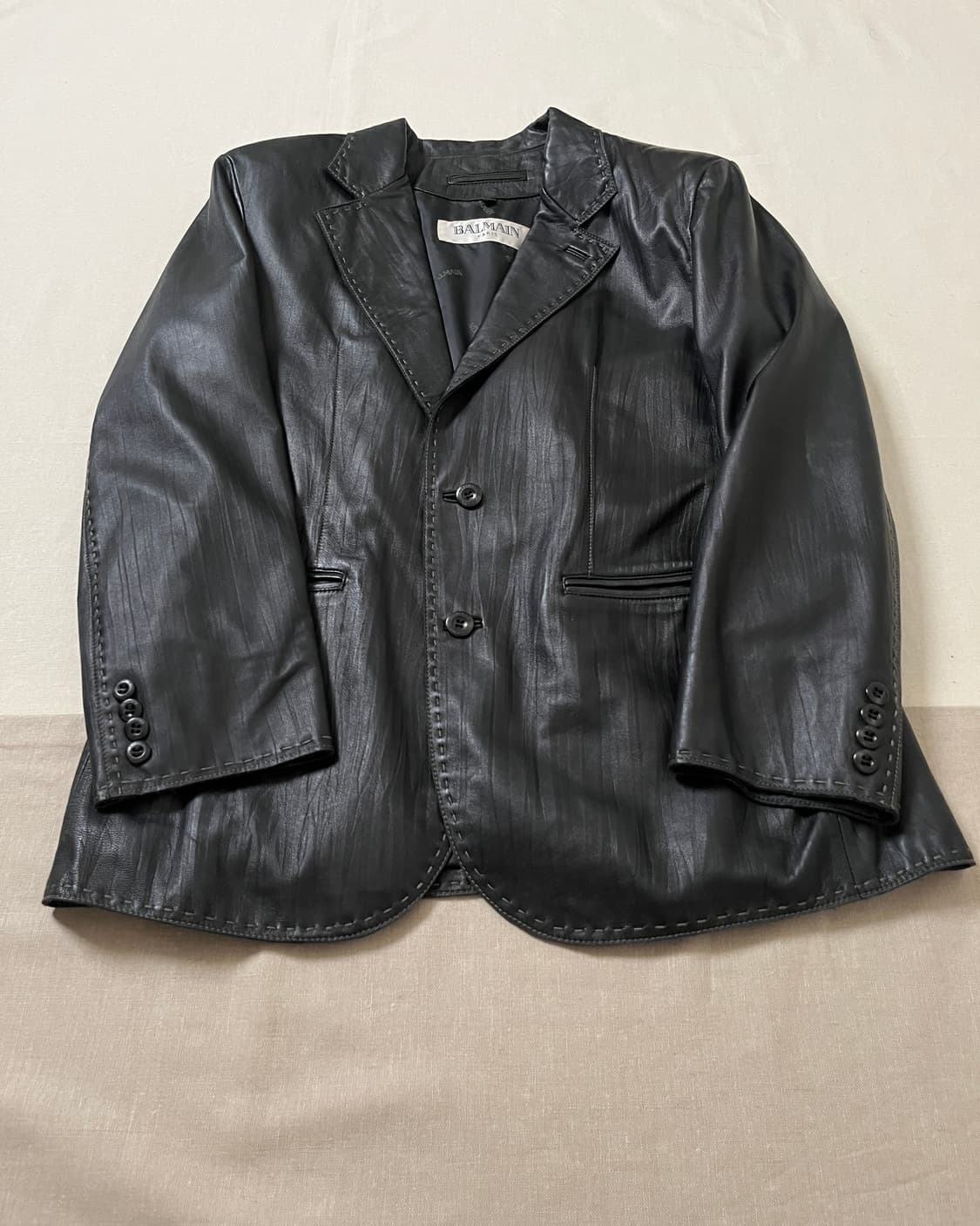 발망 레더 블레이저 balmain 양가죽 테일러드 자켓 상품이미지4