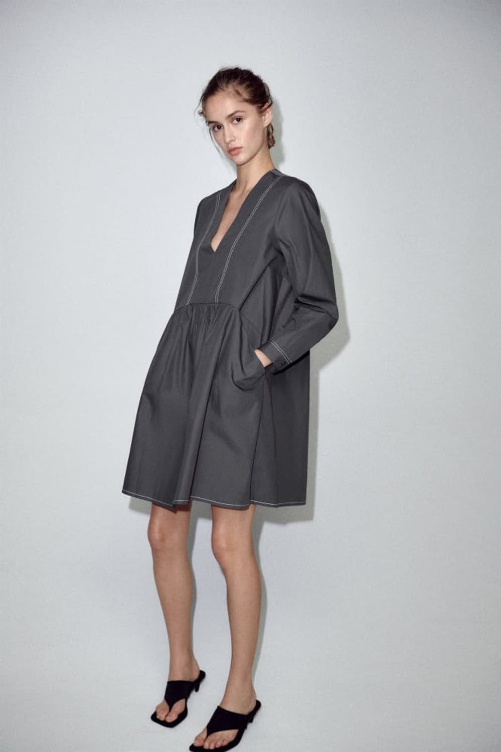 자라 스티치 미니 드레스 원피스 상품이미지2