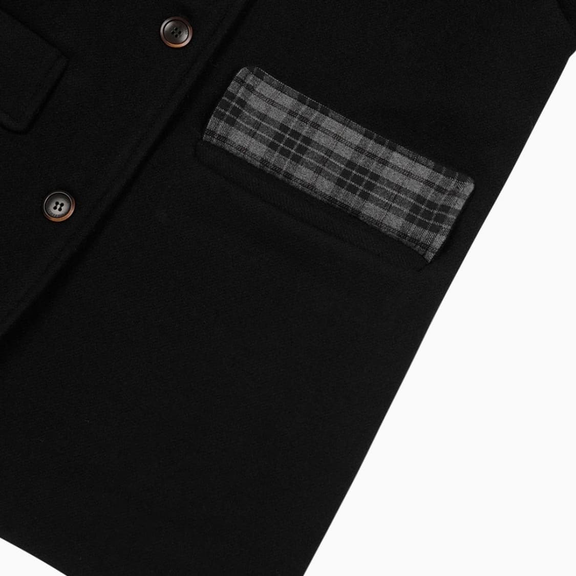 오헤시오 CHECK HALF WOOL COAT, BLACK 상품이미지4