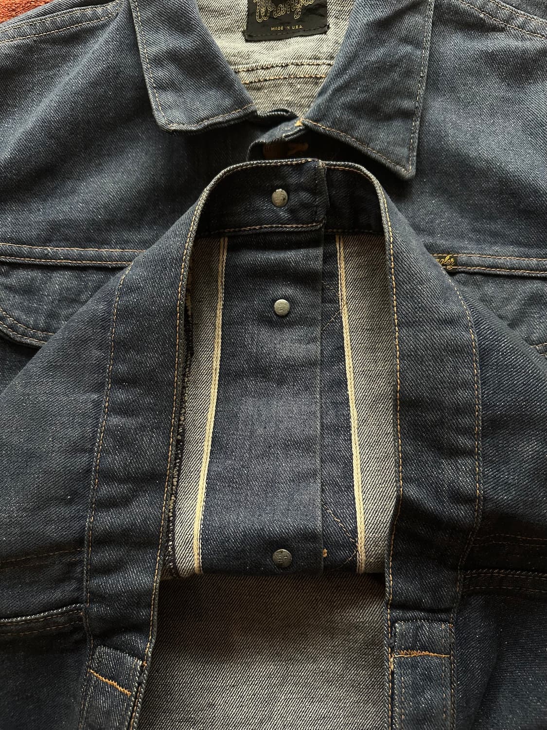 70s USA 빈티지 랭글러 124MJ 셀비지 데님 자켓 상품이미지6