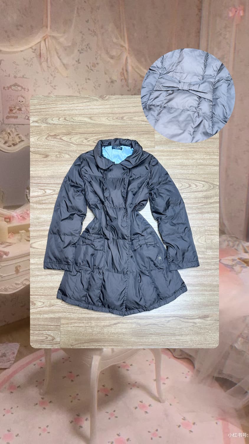 빈티지 브라운 민트 리본 패딩 코트 히메갸루 로걀 라떼 모리걸 헤이세이 상품이미지1