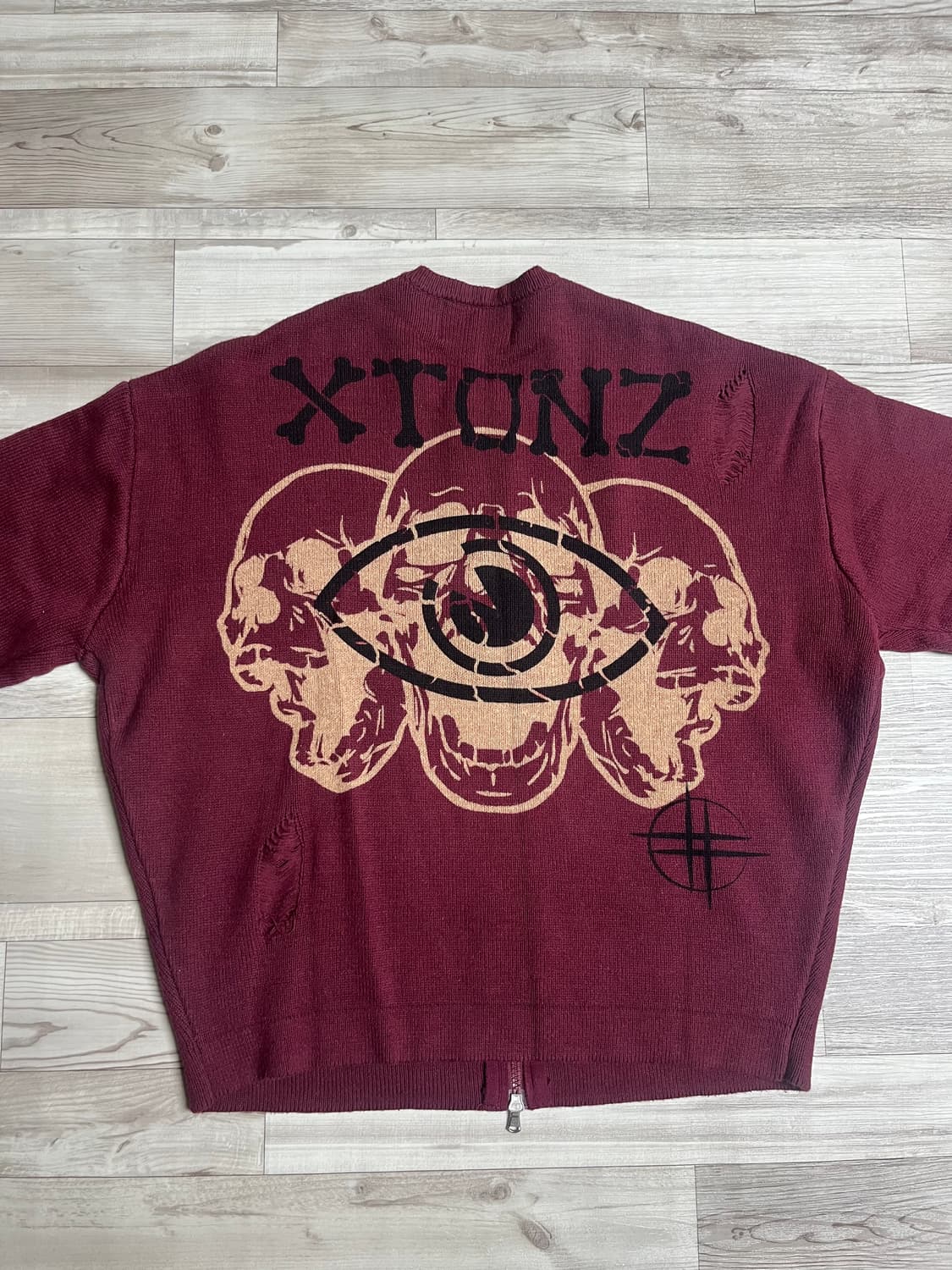 엑스톤즈X송필드 데미지 니트 집업 상품이미지2