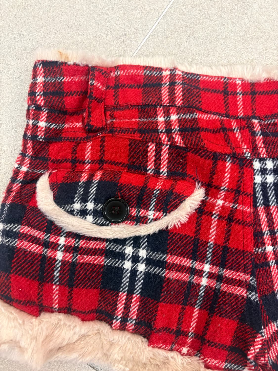 레드 체크 퍼 숏츠 상품이미지5