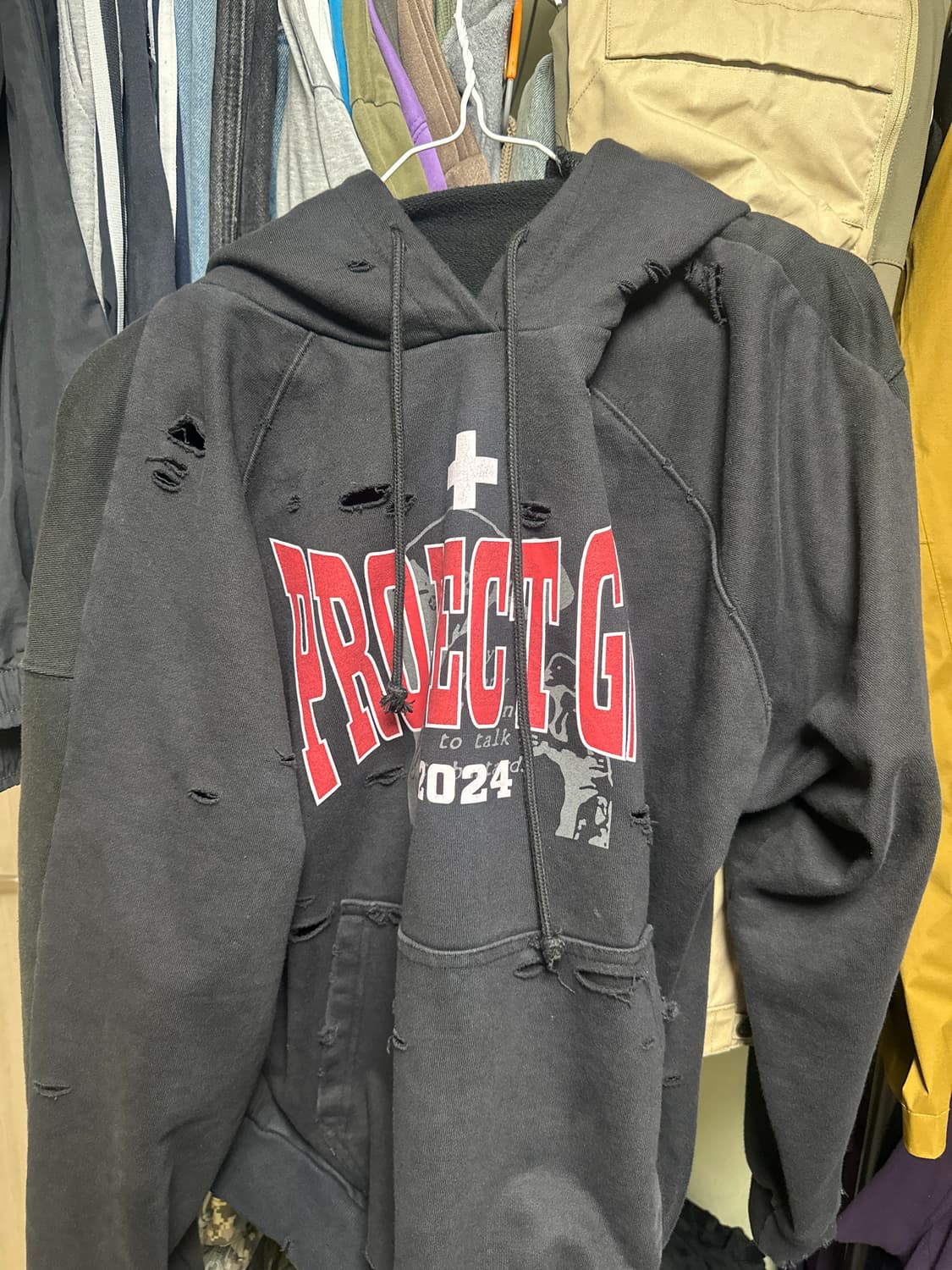 프로젝트 G/R 투 페이스드 워시드 후드 워시드 블랙 상품이미지1