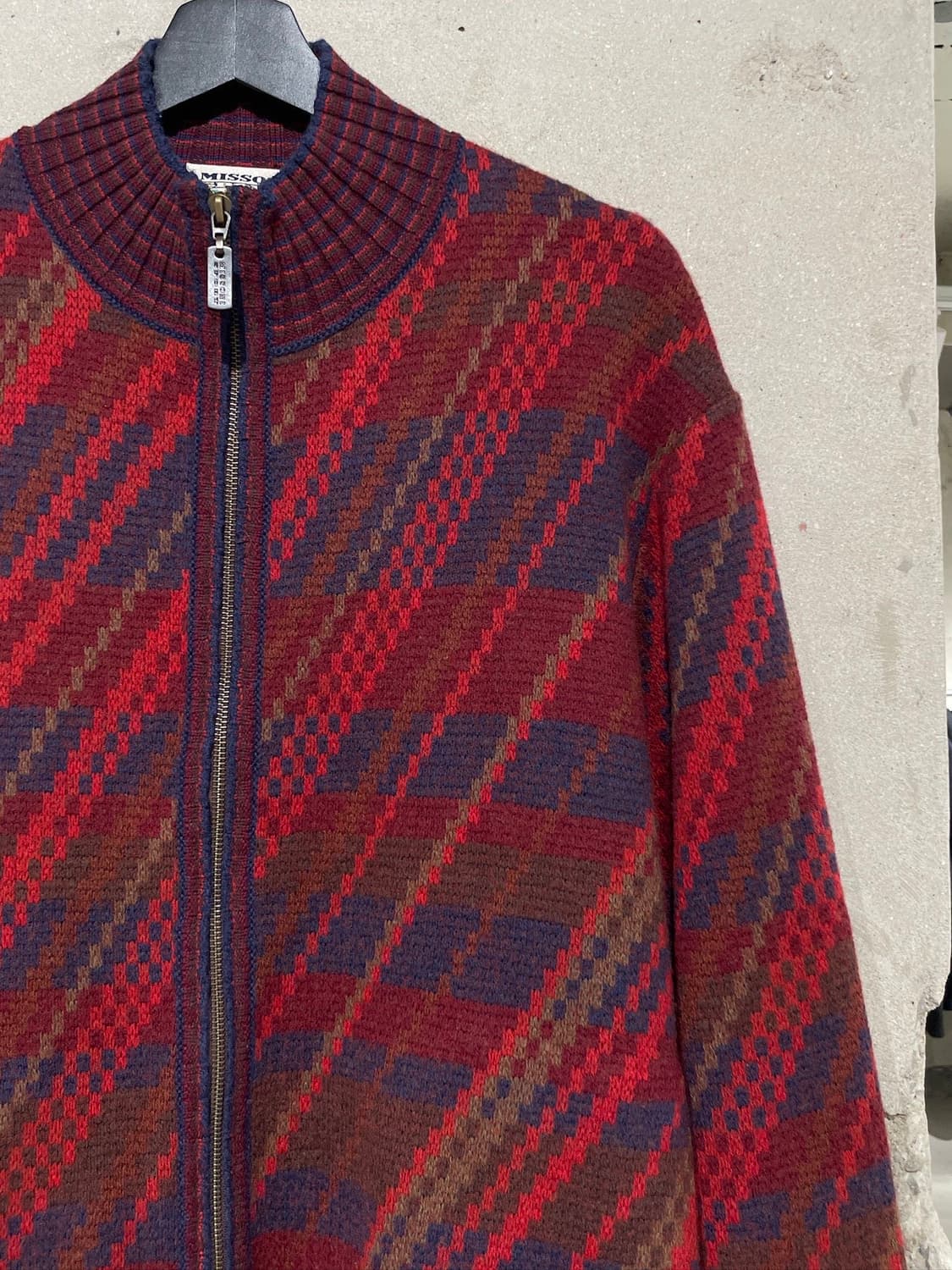 미쏘니 스포츠 레드 캐스케이드 니트 집업 자켓 상품이미지3