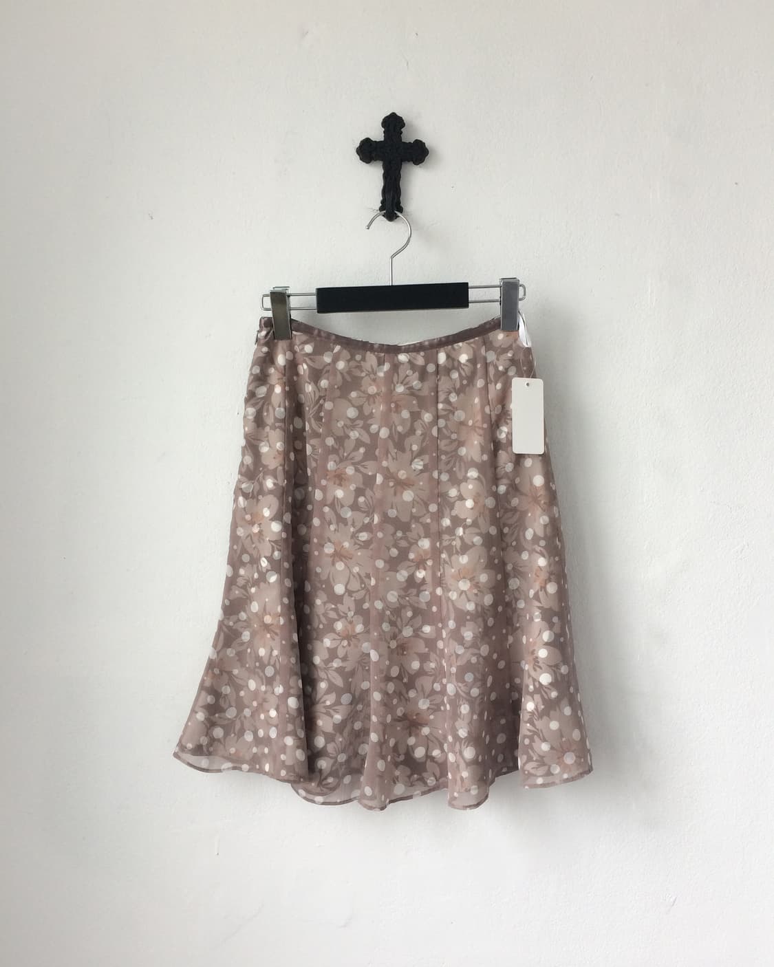 Dot flower pattern mixed midi skirt 상품이미지1