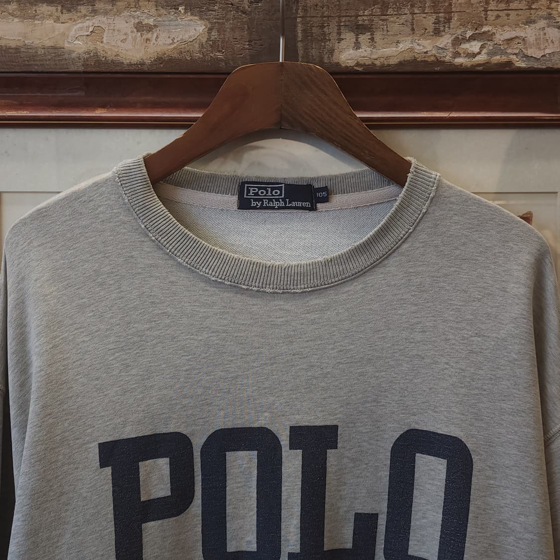 90s 폴로 맨투맨 스웻셔츠 빅로고 그레이 105 상품이미지4
